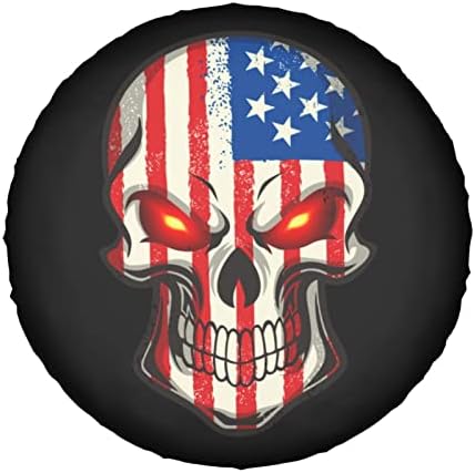 American Flag Skull Patriotic Spare Tire Cover, Universal Wheel Tire Cover - Image 2