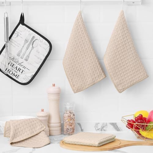 Homaxy Microfiber Waffle Weave Kitchen Towels Set, 8 Pack, Mixed Color - Image 6