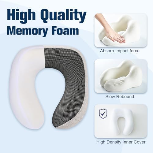 Cirorld Neck Pillow for Traveling, Travel Pillows for Airplanes Light Grey - Image 4