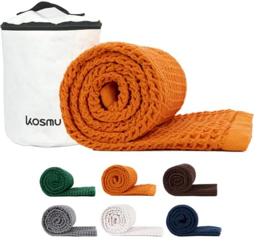 Luxury Organic Japanese Cotton Waffle Bath Towel | Thick, Quick Dry Bathroom by KOSMU