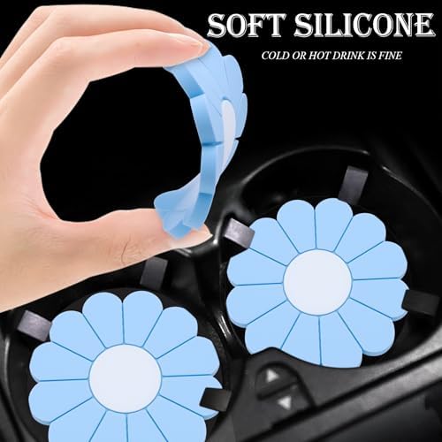 2-Pack Car Cup Holder Coaster Inserts, Daisy Shape, 2.75 Inch Non-Slip Silicone - Image 4
