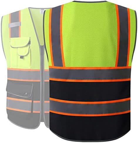 JKSafety Safety Vest for Men Women Reflective Hi Vis JK100 YBlack L - Image 5