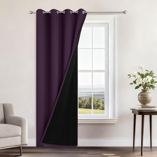 Yakamok Purple 100% Blackout Curtains 96 Inches Long by Yakamok