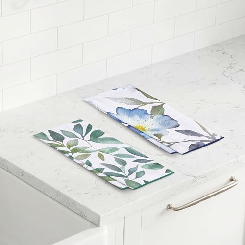 Ritz Waffle Microfiber Kitchen Towel 2pc Set – Flower Trio and Leaf – - Image 5