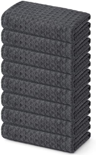 Homaxy Microfiber Waffle Weave Kitchen Towels, 8 Pack, Dark Grey by Homaxy
