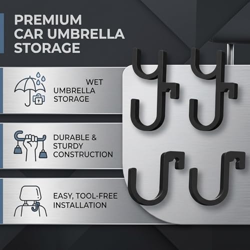 Car Umbrella Holder, 4 Pack No Drill Car Umbrella Hook, Stable Wet Umbrella - Image 4