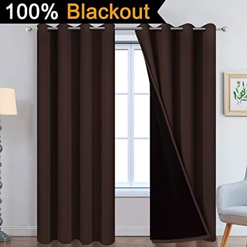 Yakamok Chocolate Brown Blackout Curtains 96 Inches Long 52" Wide, 2 Panels - Image 2
