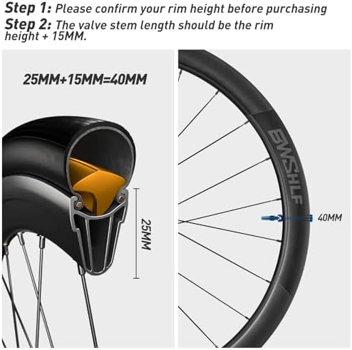 BWSHLF Tubeless Presta Valve Stem 40/44/55/60/65/70/80/100 mm, Super Light - Image 6