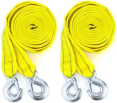 QWORK 2 Pack Tow Strap, | 1.8" x 13' | 11000 lb Capacity, Heavy Duty Towing by QWORK