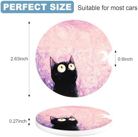 2 Pack Car Cup Holder Coaster, 2.63 inch Anti Slip Insert Absorbent Ceramic Car - Image 7