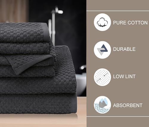 COTTON CRAFT Euro Spa Waffle Weave 6 Piece Towel Set - Image 3
