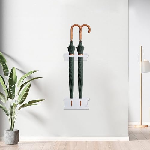 Bitray White Umbrella Holder Wall Mounted Iron Adjustable Entryway Hotel - Image 6