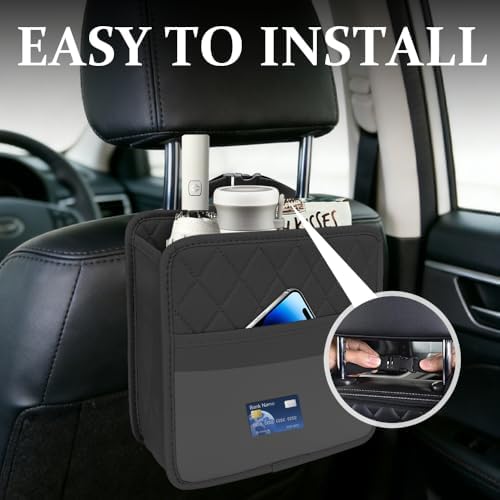 Car Seat Back Organizer, Leather Backseat Hanging Storage Bag, Car Large - Image 4