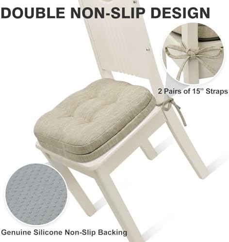 Shinnwa Dining Chair Cushions Set of 2, Dual-Layer Memory Foam Kitchen Chair - Image 5