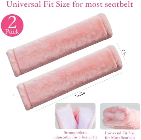Amooca 2-Pack Soft Furry Universal Seatbelt Cover Car Shoulder Pad - Image 5