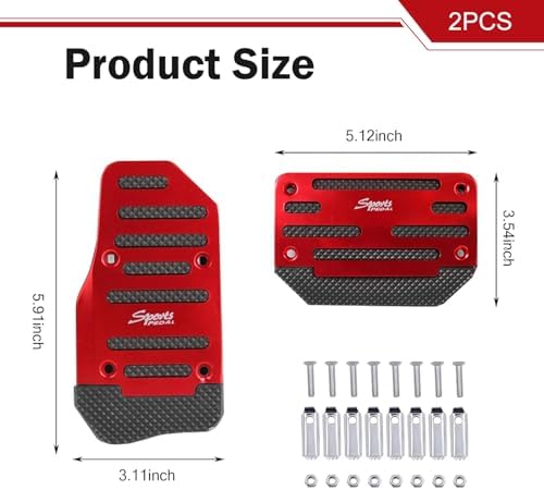 2 PCS Car Pedal Pads Set, Non-slip Alloy Gas and Brake Pedals Covers, Automatic - Image 2