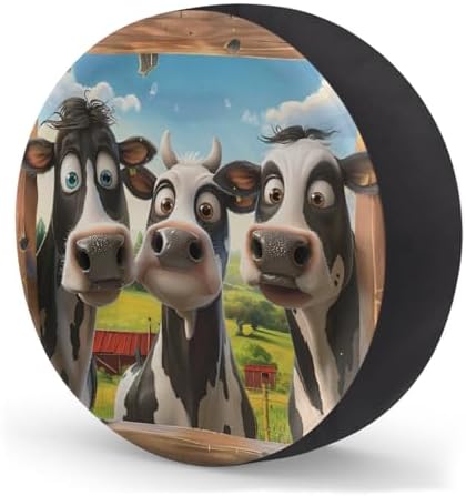 Spare Tire Cover for RV Trailer, Funny Cows Waterproof Sun Leather Wheel Cover - Image 2