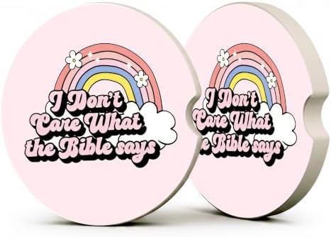 Pink Rainbow Coquette Car Coasters, Funny Sarcastic Retro Cup Holders by Unknown