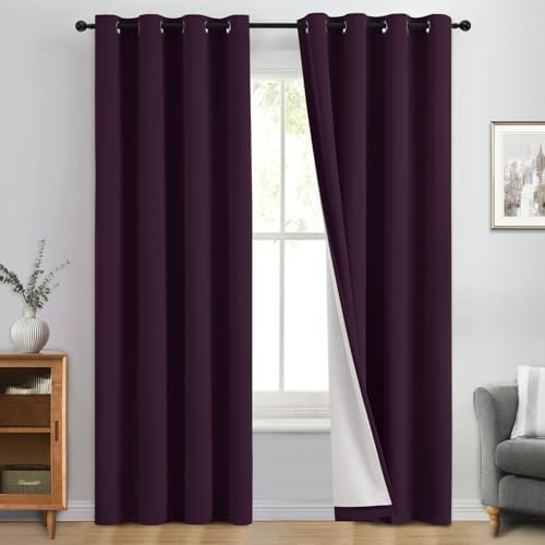 Yakamok Dark Purple 100% Blackout Curtains 84 Inches Long 50" Wide 2 Panels by Yakamok