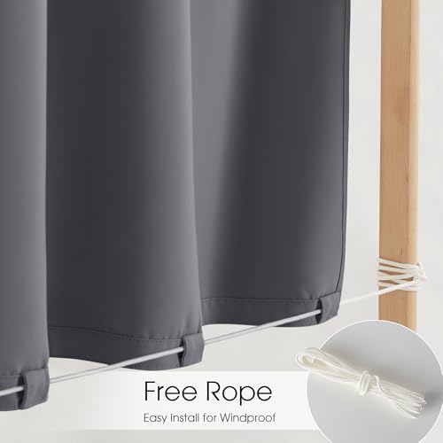 NICETOWN Fade Resistant Patio Curtains Outdoor Waterproof W84xL108 in Grey - Image 5