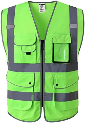 JKSafety Safety Vest for Men Women Reflective Hi Vis JK150 Green M by JKSafety