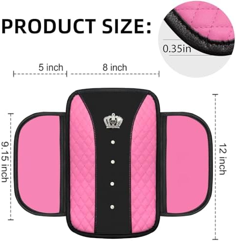 NBTEPEM 10 Pcs Bling Pink Car Floor Mats Set, Leather Pink Steering Wheel - Image 6