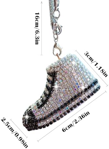 Bling Sneaker Shoe Sparkly Car Hanging Ornament, Cute Crystal Rear View Mirror - Image 2