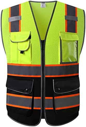 JKSafety Safety Vest for Men Women Reflective Hi Vis JK100 YBlack L by JKSafety