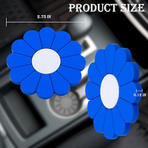 4-Pack Car Cup Holder Coaster Inserts, Daisy Shape, 2.75 Inch Non-Slip Silicone - Image 2