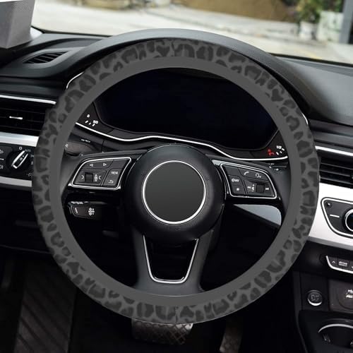 Black Leopard Cheetah Steering Wheel Cover, Anti-Slip Universal Car Steering - Image 4