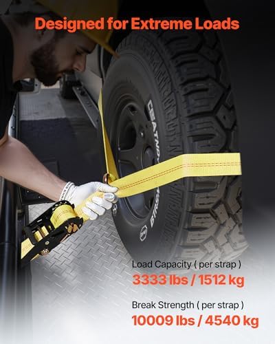 VEVOR Wheel Chock Tie-Down Kit, Tire-Style Trailer Tie Down Strap, Car Tie Down - Image 3