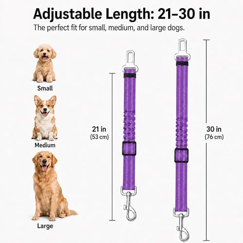 Dog Seat Belt 2Pcs, Retractable Pet Car Harness, Adjustable Dog Seat Belts - Image 4