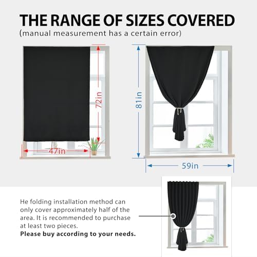 Autohesion Curtains for Windows, Bedroom Blackout Curtains for - Image 3