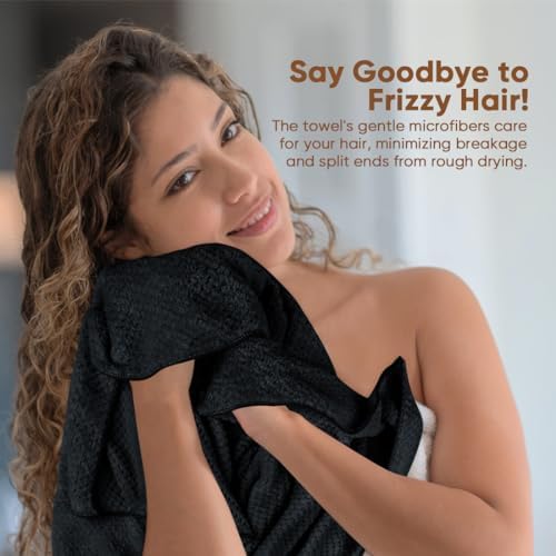 HOMEXCEL 5PK Microfiber Hair Towels, 40x20 in, Fast Drying - Image 3