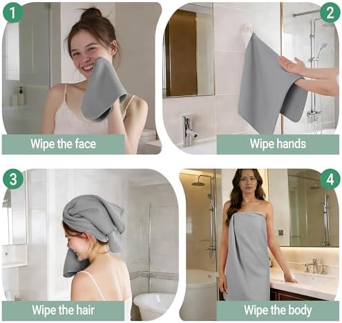 MICROFI Waffle Weave Bath Towel Set, Microfiber, 4 Pieces, Quick Dry, - Image 7