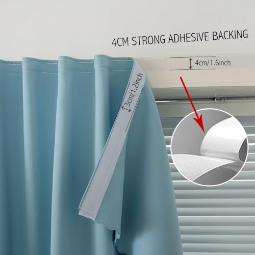Self Adhesive Curtains, Use for Bedroom, Lake Blue, 2 Panels - Image 7
