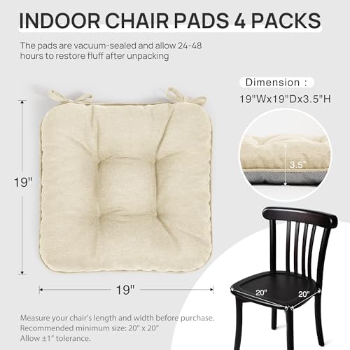 Love's cabin Memory Foam Chair Cushions Set of 4, 19 Inch - Image 2