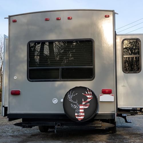 Delerain Spare Tire Cover Hunter American Flag Deer Wheel Covers Sun Protection - Image 6