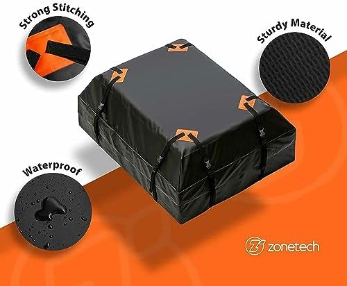 ZONETECH Durable Roof Top Waterproof Cargo Bag -Classic Black 15 Cubic Feet - Image 4