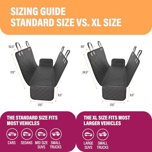 Active Pets Black XL Dog Car Hammock Back Seat Cover, Waterproof Backseat Cover - Image 5