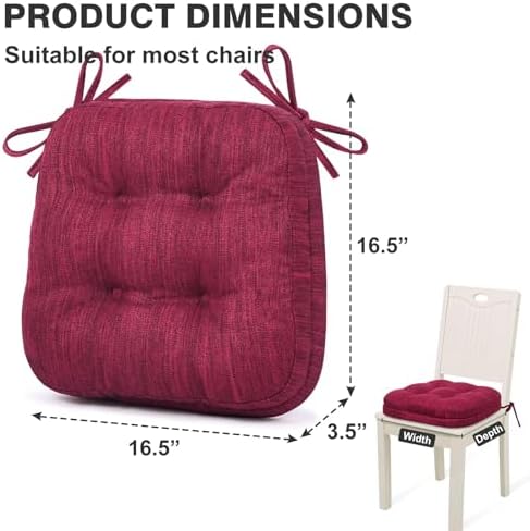 Shinnwa Kitchen Chair Cushions Set of 2, Dual-Layer Memory Foam Dining Chair - Image 6