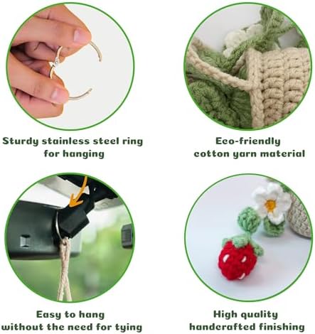 Cute Crochet Daisy Strawberry Hanging Plant - Image 6