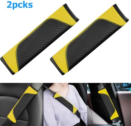 AUCELI 2PCS Carbon Fiber Car Seat Belt Cover, Breathable Leather - Image 5