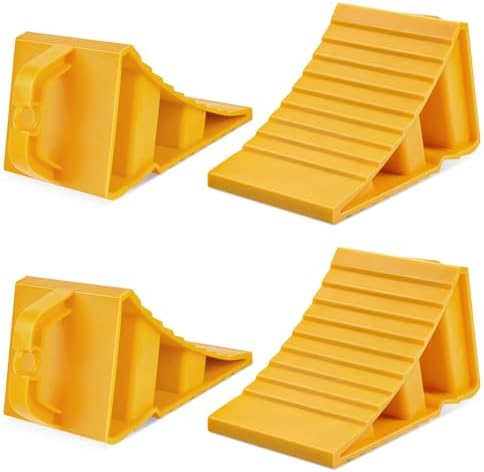 Wheel Chocks for Trailers, 4 Pack Hard Plastic RV Wheel Chocks by KOMOKERU