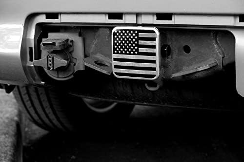 2 Inch USA Black and Chrome Flag Hitch Cover Plug Fits 2" Receiver - Image 7