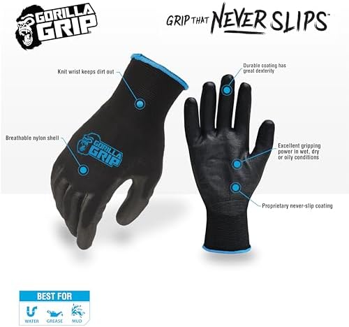 Gorilla Grip Work Gloves, Never Slip Maximum Grip All-Purpose, Gloves - Image 2