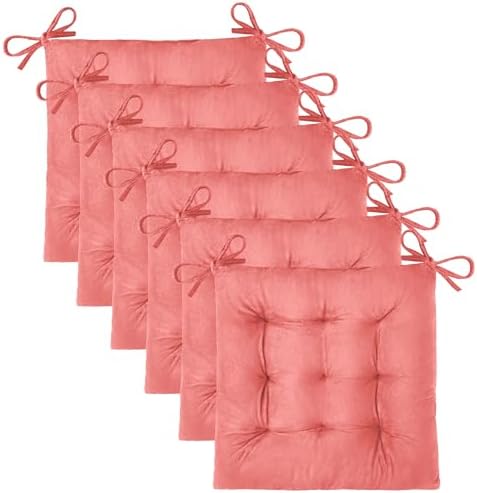 OVOV 6 Pack Chair Cushions for Dining Chairs 15.5"x15.5" Pink by OVOV