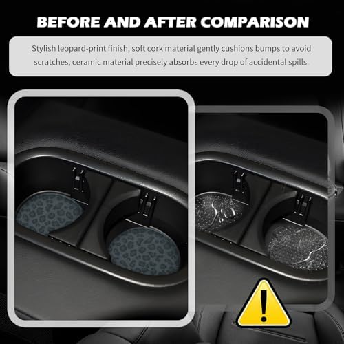 2PCS Absorbent Car Coasters for Cup Holders, 2.6" Leopard Print Ceramic Car Cup - Image 4