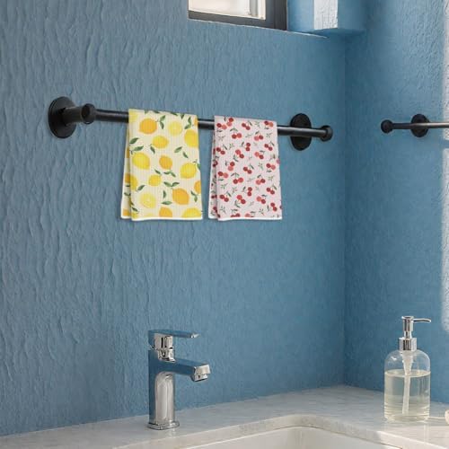 Blue Leaves 2 Pcs Cherry Lemon Decor Kitchen Towels Tea Towel - Image 4