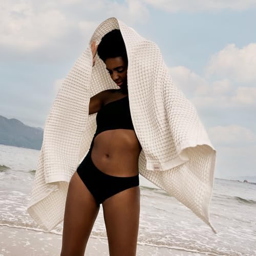 Luxury Organic Japanese Cotton Waffle Bath Towel | Thick, Quick Dry Bathroom - Image 3